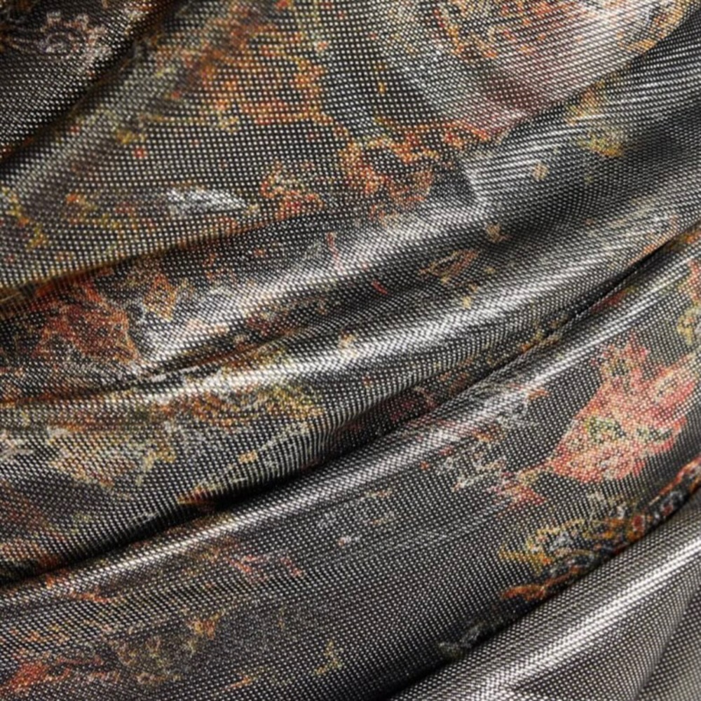 NEW IRO RUCHED METALLIC FLORAL PRINT MINI DRESS - Picture 7 of 9